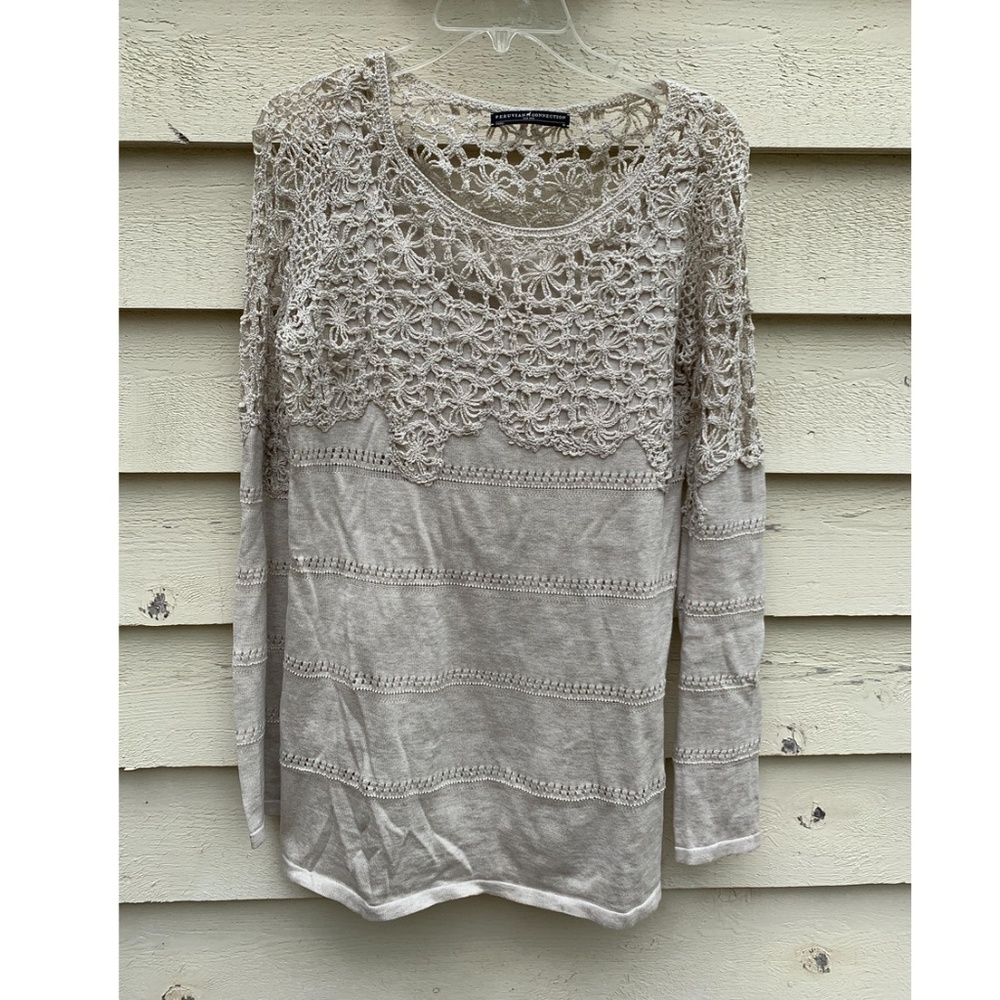 PERUVIAN CONNECTION Tan Sweater, Size M